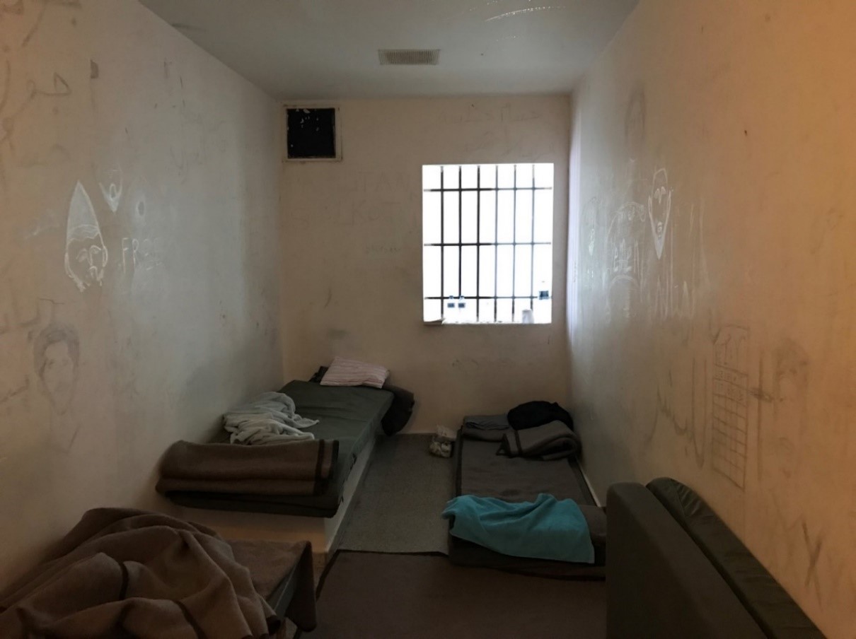 a cell in a detention facility