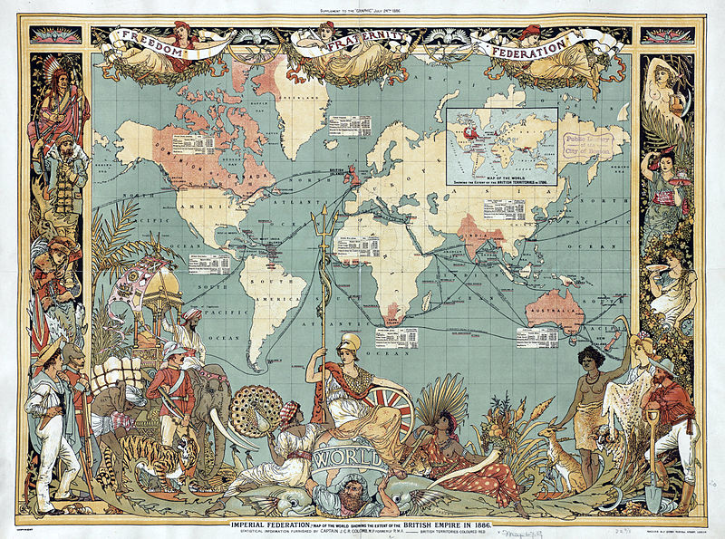 Walter Crane map of the British Empire in 1886