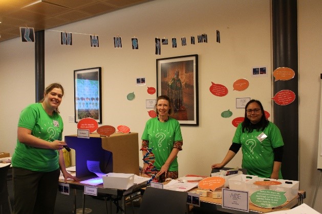 HeLEX team members preparing to receive visitors at the ESRC Festival of Science