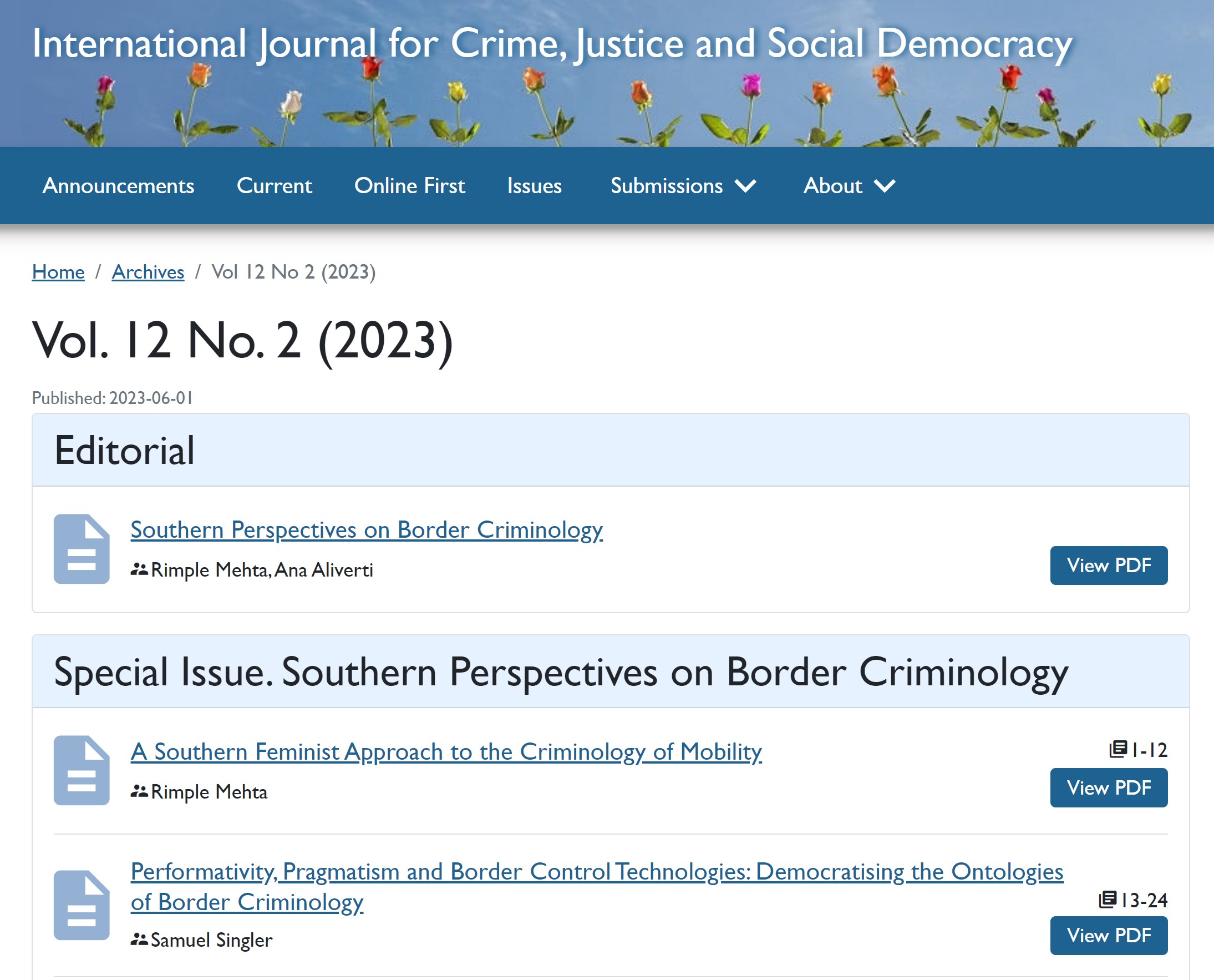 snapshot of cover page of special issue 