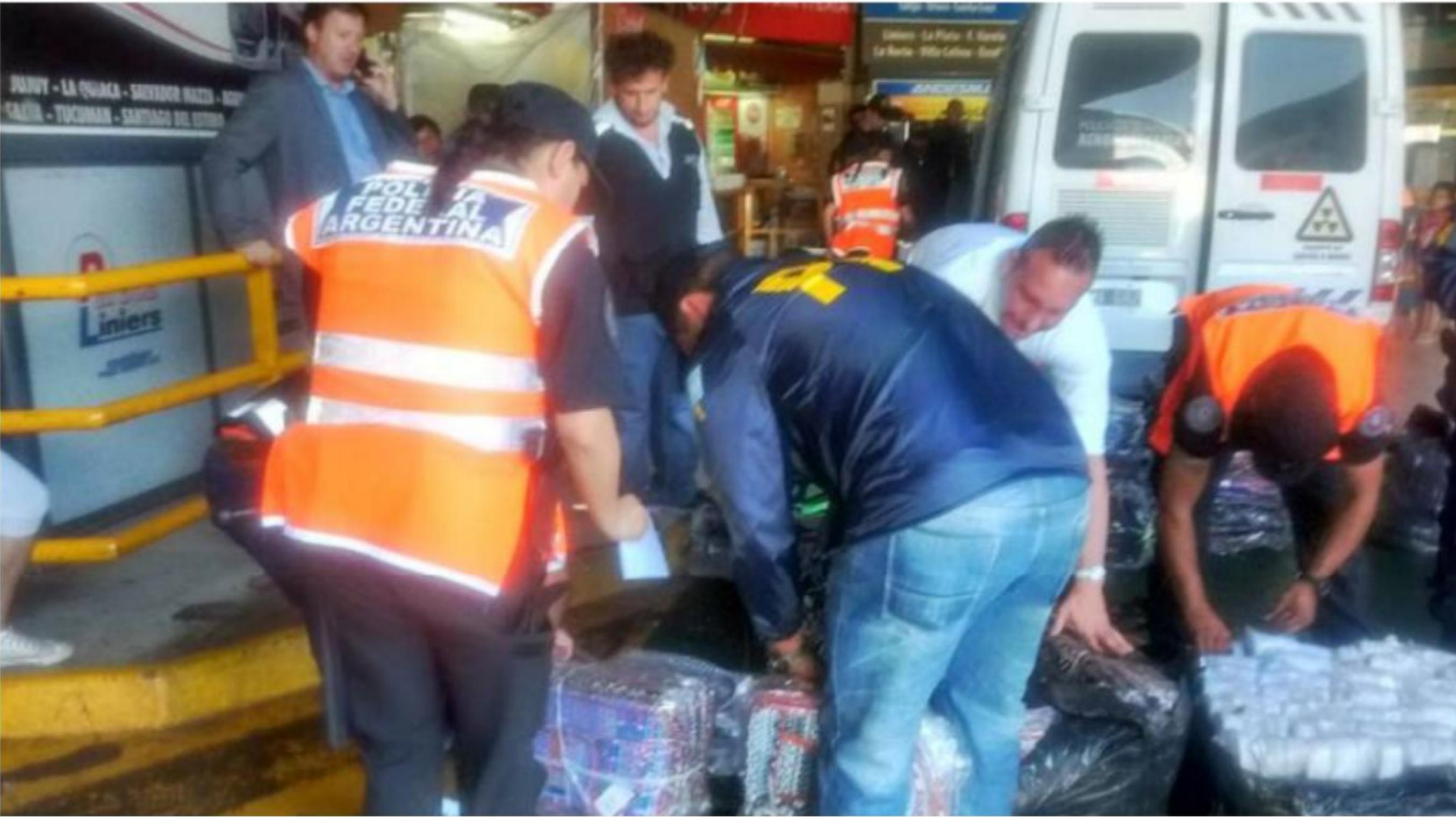 Argentinian police sorting through packages