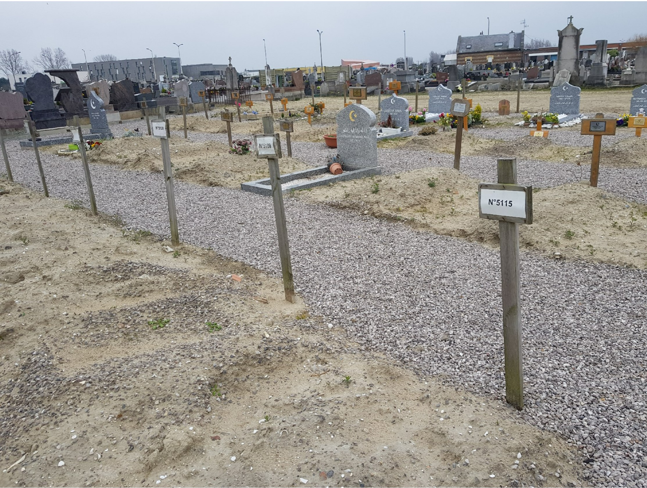 Nameless graves at the Calais North cemetery.