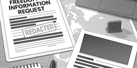 drawing of a picture including a computer and a FOI request