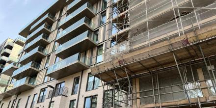 Scaffolding on apartment block in East Village