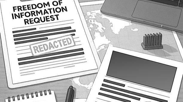 drawing of a picture including a computer and a FOI request