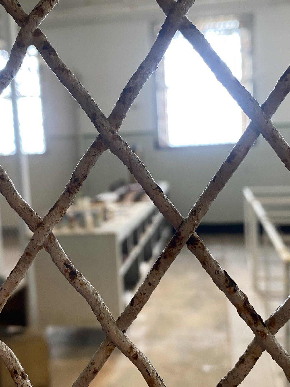 photo of a room seen though a fence 