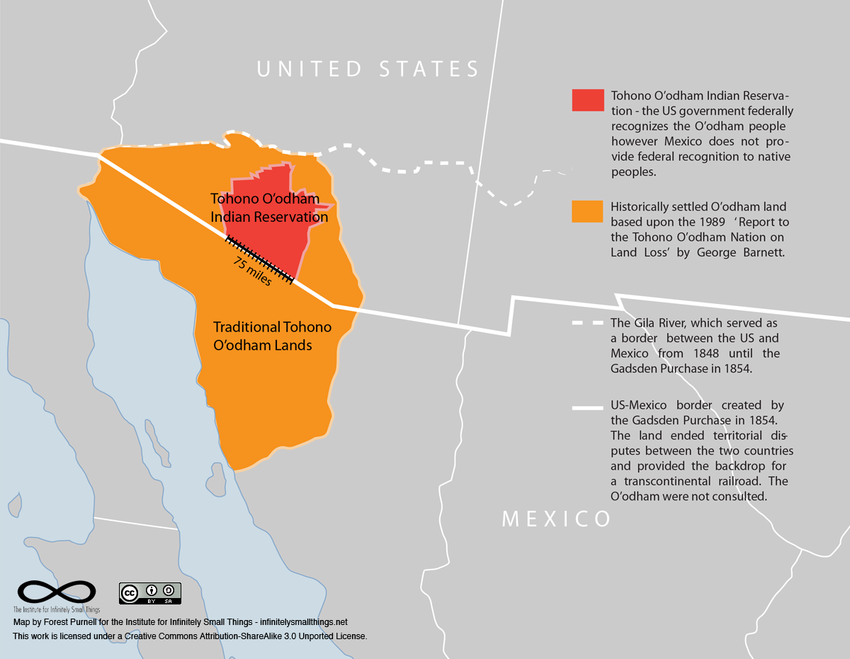 Map of Tohono O'odham reservation by Forest Purnell for the Institute for Infinitely Small Things