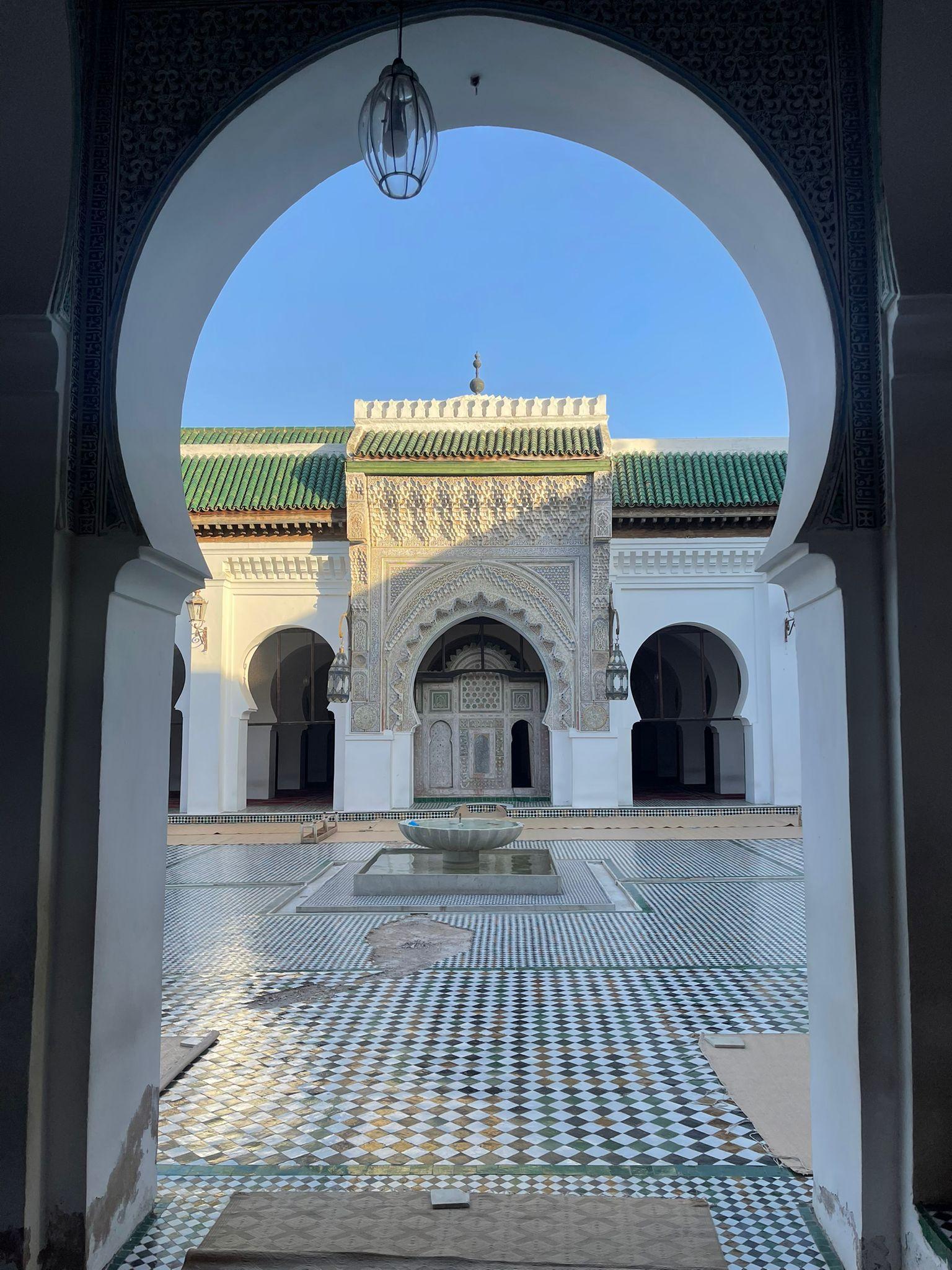 geometric shapes and wood carvings in  Bou Inania Complex in Fes